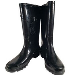 Time and Tru Rubber Boots Women’s Size 6 Black Neoprene Water Resistant Tall